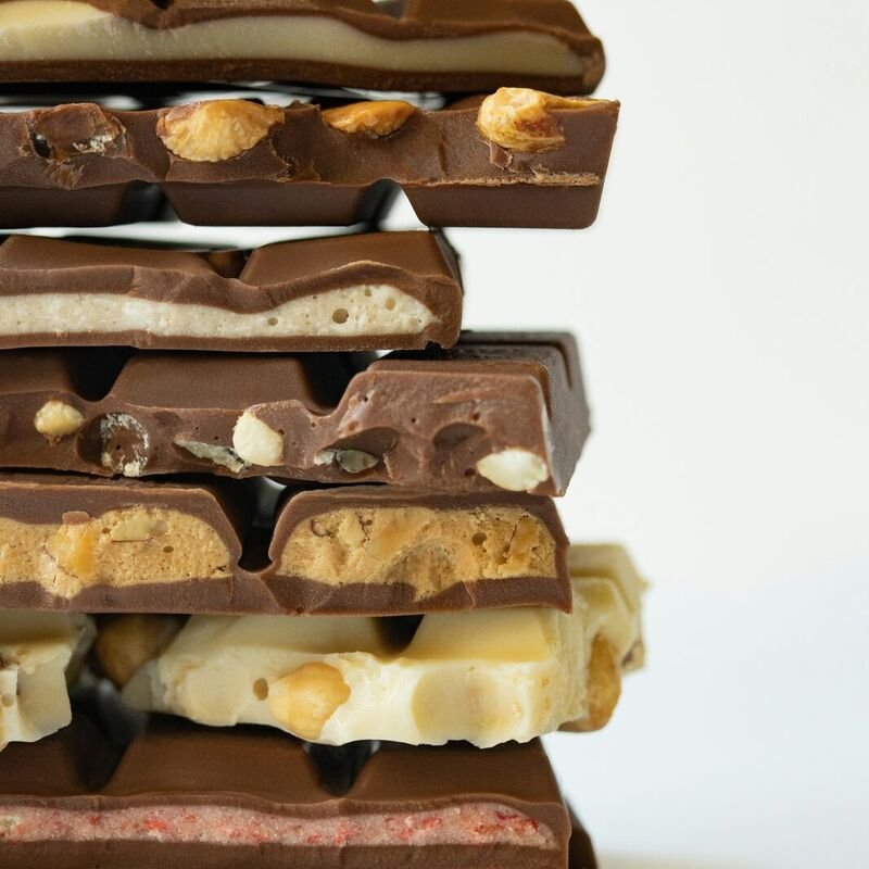 Gourmet artisanal dark chocolate pieces