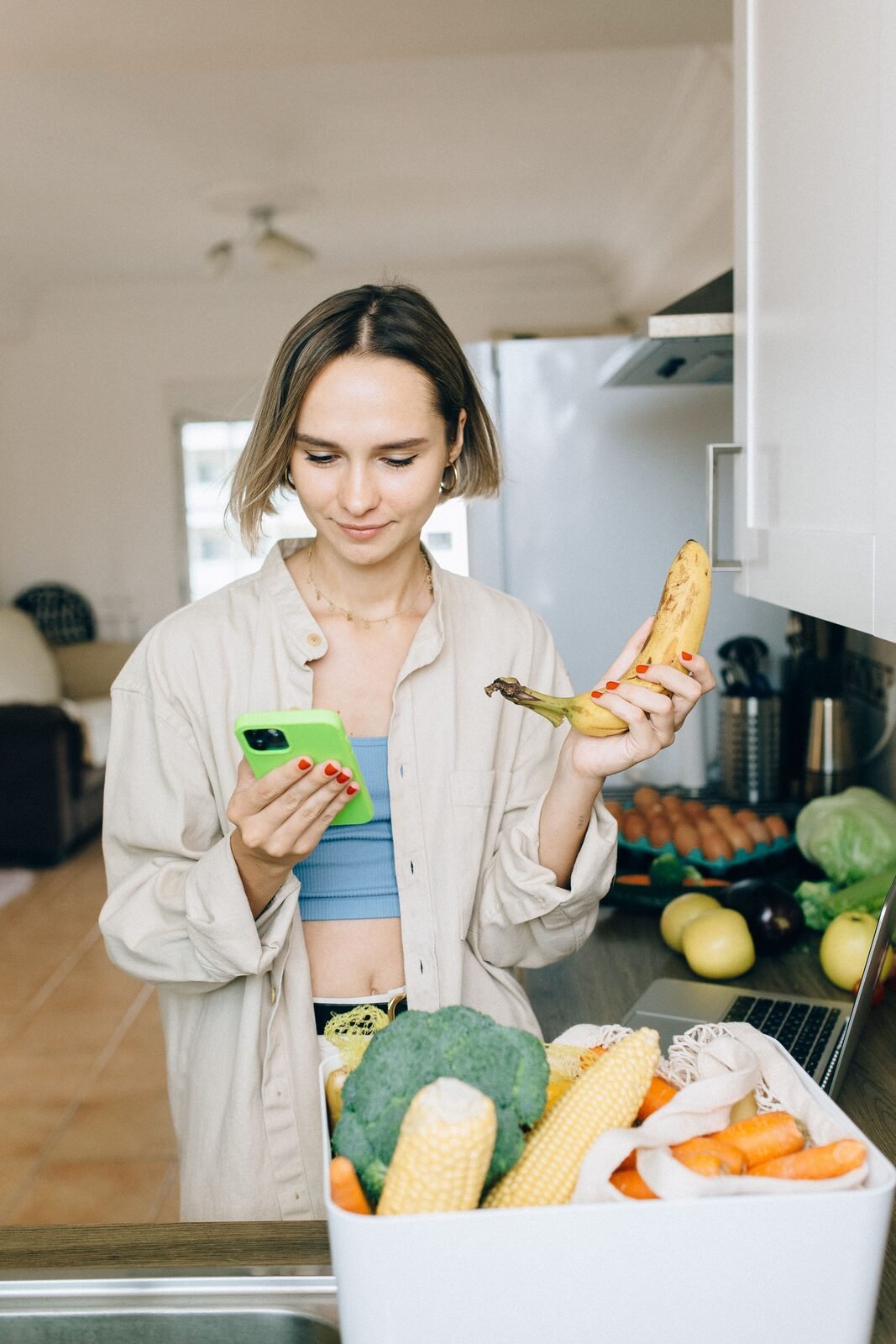 Subscriber unpacking a fresh grocery delivery at home